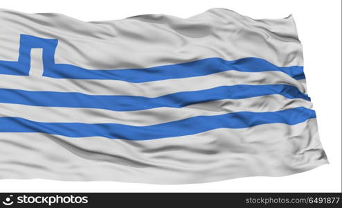 Isolated Podgorica City Flag, Capital City of Montenegro, Waving on White Background, High Resolution