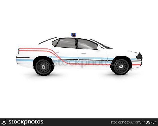isolated police car on a white background