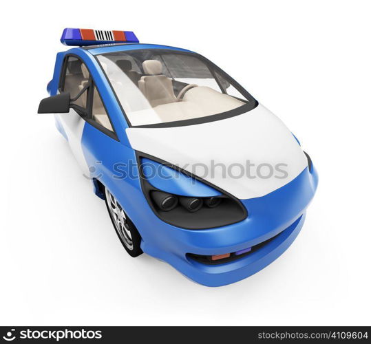 Isolated police car over white background