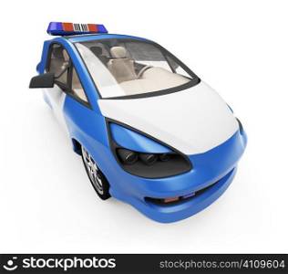 Isolated police car over white background