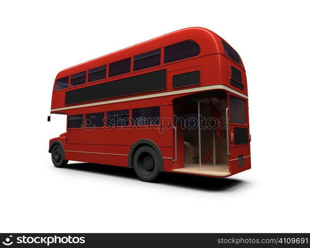 isolated red autobus on white background