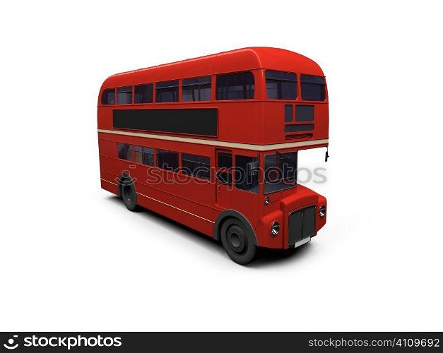 isolated red autobus on white background
