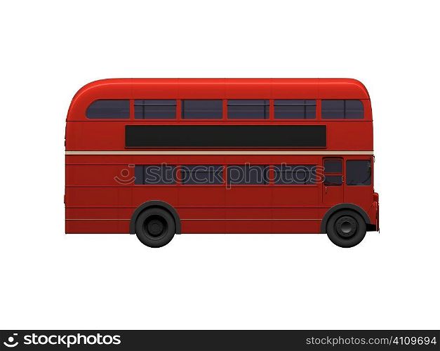 isolated red autobus on white background