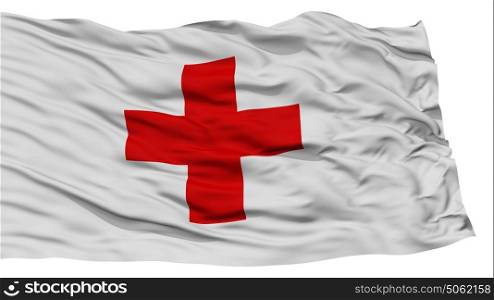 Isolated Red Cross Flag. Isolated Red Cross Flag, Waving on White Background, High Resolution