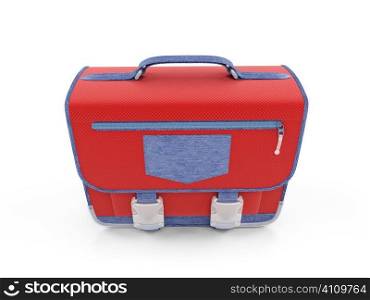 isolated red school rucksack on a white background