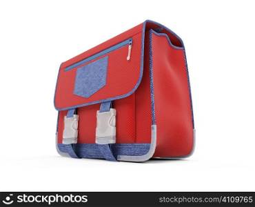 isolated red school rucksack on a white background