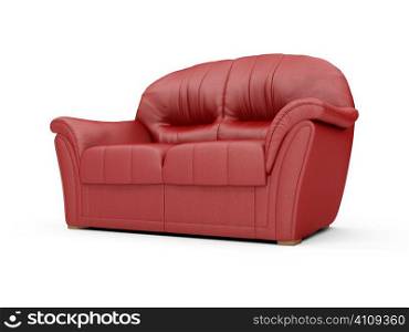 isolated red sofa over white background