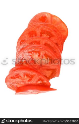 Isolated red tomato slice on white background