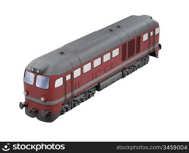 isolated red train over white background