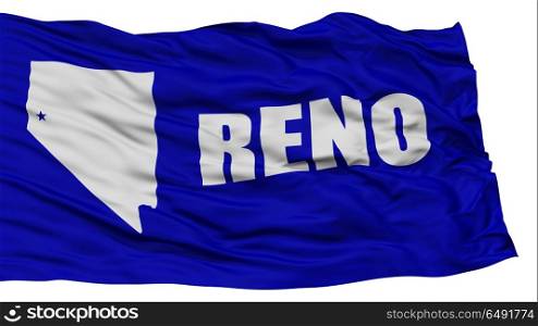 Isolated Reno City Flag, City of Nevada State, Waving on White Background, High Resolution