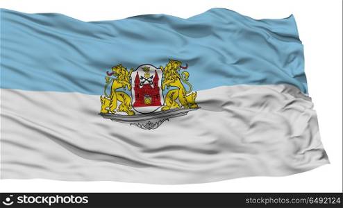 Isolated Riga City Flag, Capital City of Latvia, Waving on White Background, High Resolution