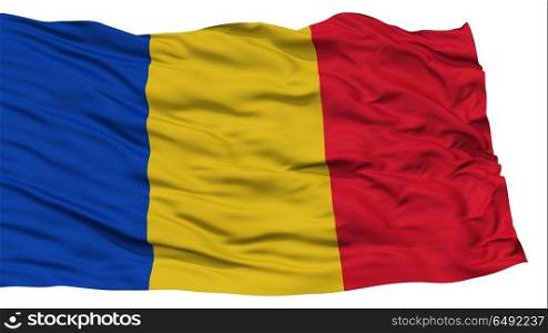 Isolated Romania Flag, Waving on White Background, High Resolution