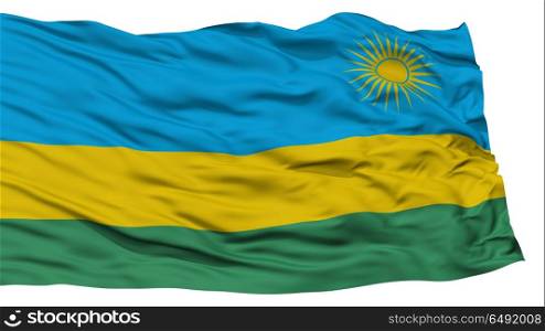 Isolated Rwanda Flag, Waving on White Background, High Resolution