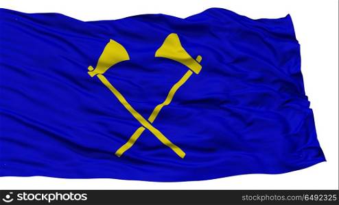 Isolated Saint Helier City Flag, Capital City of Jersey, Waving on White Background, High Resolution