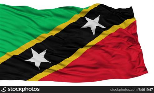 Isolated Saint Kitts and Nevis Flag, Waving on White Background, High Resolution