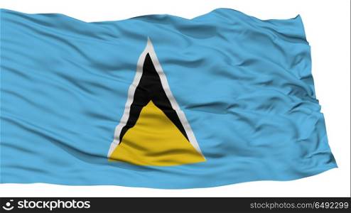Isolated Saint Lucia Flag, Waving on White Background, High Resolution