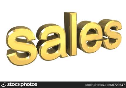 isolated sales symbol in gold - 3d made