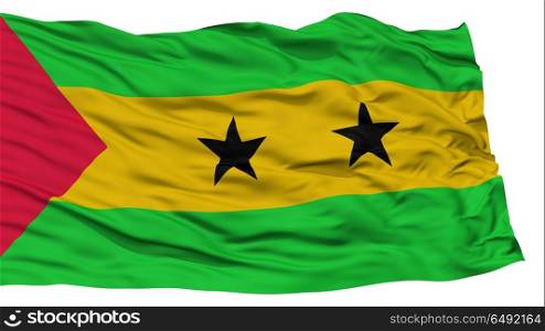 Isolated Sao Tome and Principe Flag, Waving on White Background, High Resolution