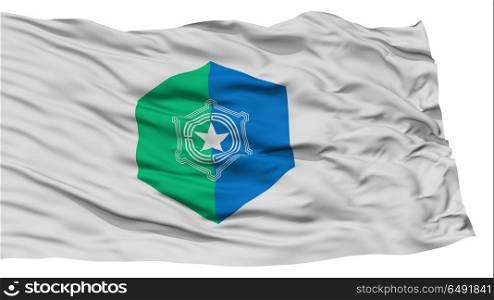Isolated Sapporo Flag, Capital of Japan Prefecture, Waving on White Background, High Resolution