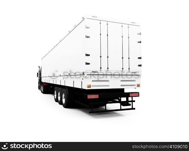 isolated semi truck against white