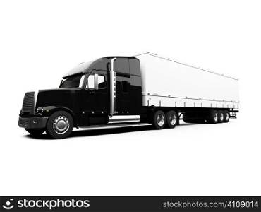 isolated semi truck against white