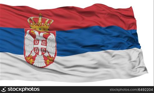 Isolated Serbia Flag, Waving on White Background, High Resolution