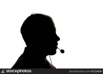 isolated silhouette of manager on white background