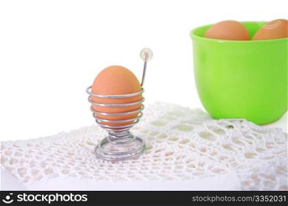 isolated simple breakfast from eggs at white background