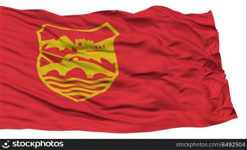 Isolated Skopje City Flag, Capital City of Macedonia, Waving on White Background, High Resolution