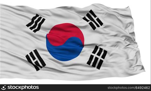 Isolated South Korea Flag, Waving on White Background, High Resolution