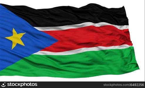 Isolated South Sudan Flag, Waving on White Background, High Resolution
