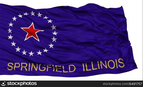 Isolated Springfield Flag, Capital of Illinois State, Waving on White Background, High Resolution