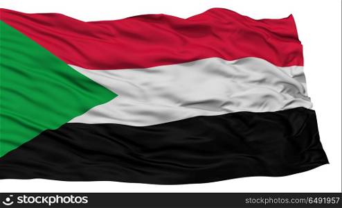 Isolated Sudan Flag, Waving on White Background, High Resolution