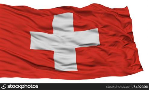 Isolated Switzerland Flag, Waving on White Background, 3D rendering