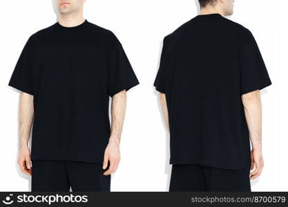 Isolated t-shirt model two side view