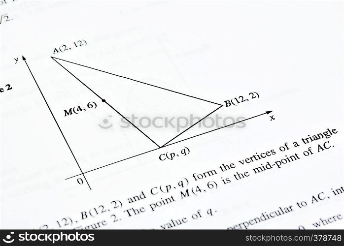 Isolated table of random numbers and formula on white paper background