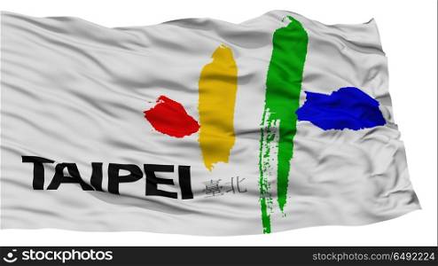 Isolated Taipei City Flag, Capital City of Republic of China, Waving on White Background, High Resolution