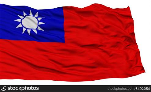 Isolated Taiwan Flag, Waving on White Background, High Resolution
