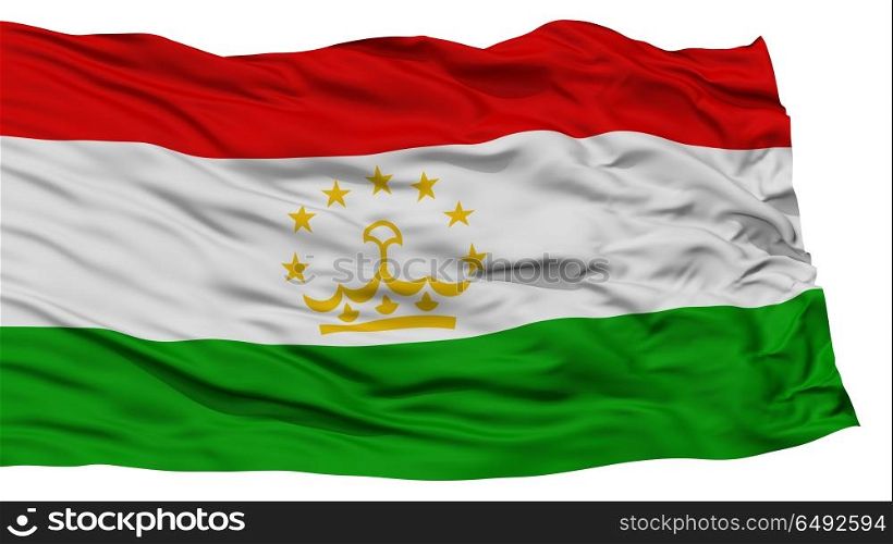 Isolated Tajikistan Flag, Waving on White Background, High Resolution