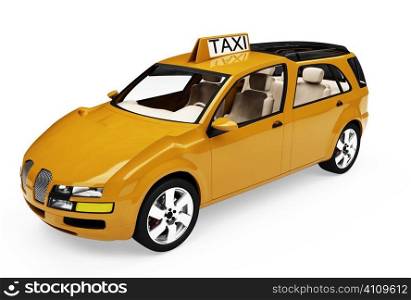 Isolated taxi cab over white background
