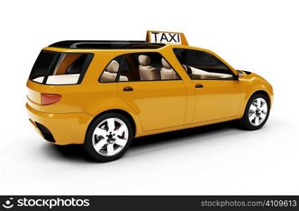 Isolated taxi cab over white background