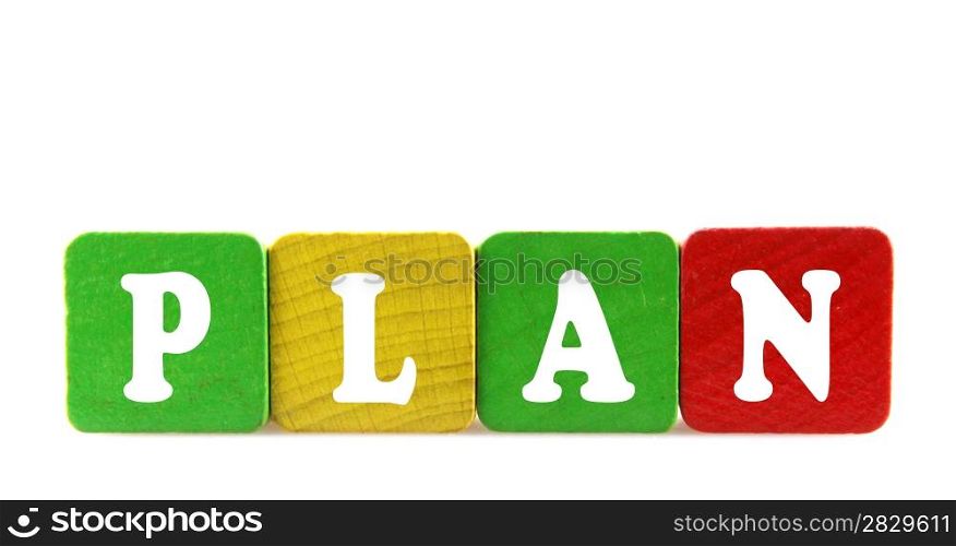 isolated text in wooden building blocks