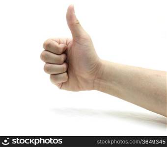 isolated thumb up on white