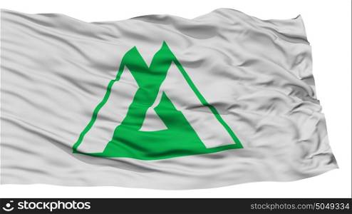 Isolated Toyama Japan Prefecture Flag. Isolated Toyama Japan Prefecture Flag, Waving on White Background, High Resolution