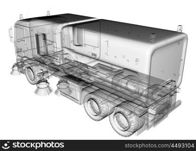 isolated transparent cleaning truck