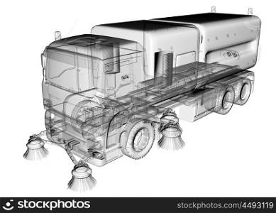 isolated transparent cleaning truck