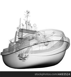 isolated transparent fishing boat