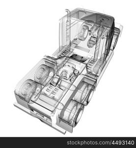 isolated transparent lorry truck