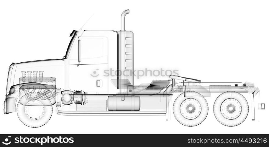 isolated transparent lorry truck