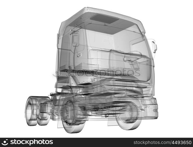 isolated transparent lorry truck